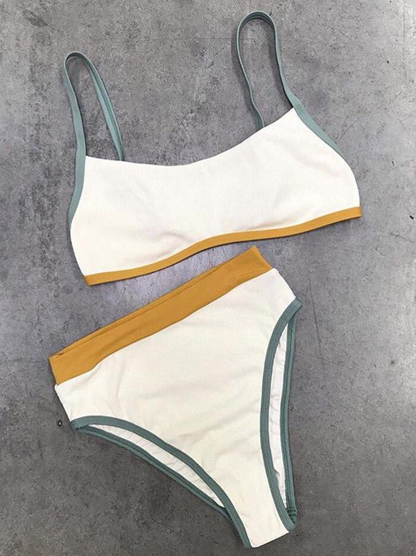 Contrast Color Split-Joint Split Bikini Swimsuit