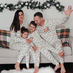 White Little Christmas Tree Fmalily Matching Pajamas Sets (With Pet Dog's Pj's)