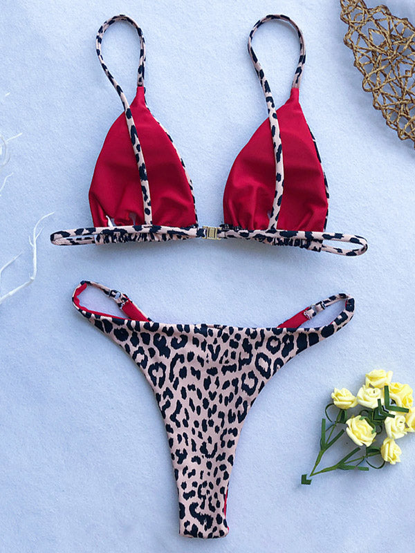 Triangle Sexy Leopard Print Bikini Swimsuit