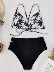 Floral-Print Sexy Hollow Bikinis Swimwear