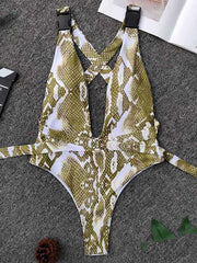 Sexy Snake-Print One-Piece Swimsuit