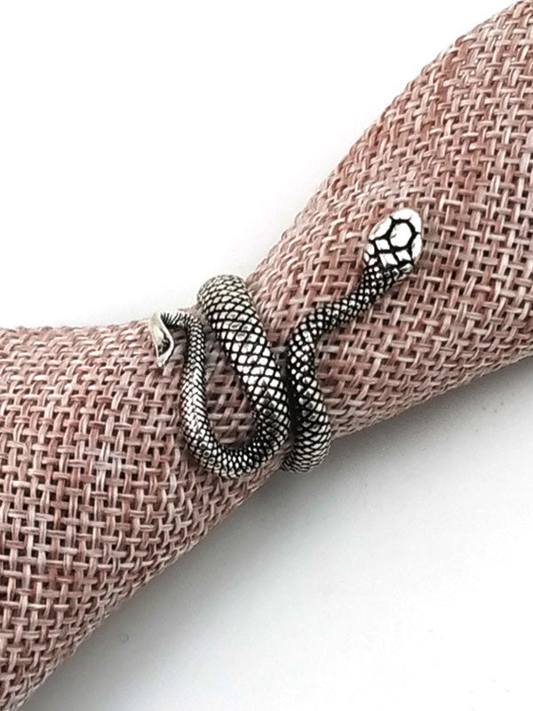 Vintage Asymmetric Silvering Snake Ring