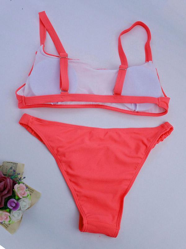 Sexy Bandeau Gathered U-Neck Split Bikini Swimsuit