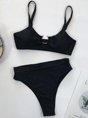 Gorgeous Embellished Hollow Split Bikini Swimsuit