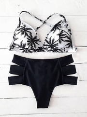 Floral-Print Sexy Hollow Bikinis Swimwear