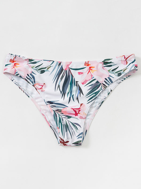 Color-Block Floral-Print Small Fresh Split Bikini Swimsuit