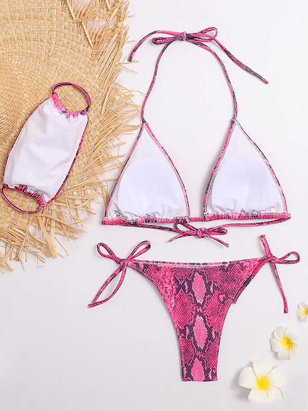 Sexy Bikini-Bademode mit Blumenmuster und seitlichen Bindebändern 