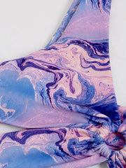 Tie-Dyed Gradient Printed Bandage Split Bikini Swimsuit