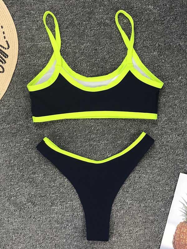 Contrast Bandeau Bikini Swimsuit