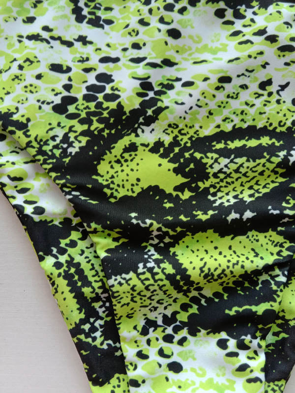 Snake-Print Backless Split Bikini Swimsuit