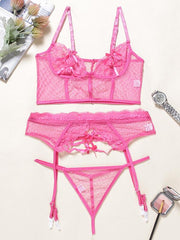 Lace Bow Split-Joint Three-Piece Set Lingerie