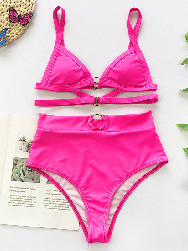 Sexy Bandage Hollow Split Bikini Swimsuit