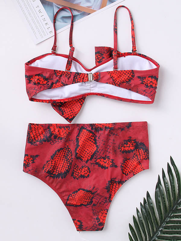 Bowknot Bralette Floral Bikini Swimwear