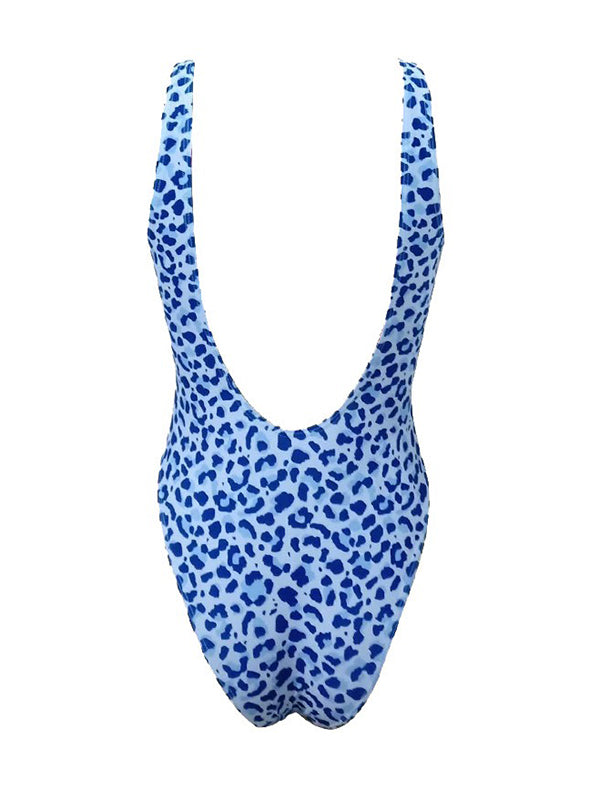 Sexy Leopard-Print Backless One-Piece Swimsuit