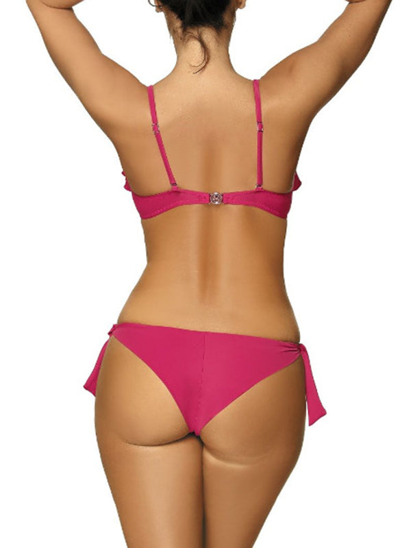 Falbala Bandeau Hollow One-Piece Swimwear