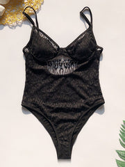 Solid Color Sexy Lace Split-Joint Underwired One-Piece Swimwear