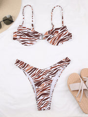 Sexy Zebra Print Underwired Split-Joint Bikini Swimwear