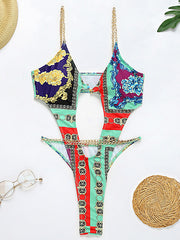 Monokini Chains Split-Joint Hollow Backless One-Piece Swimwear