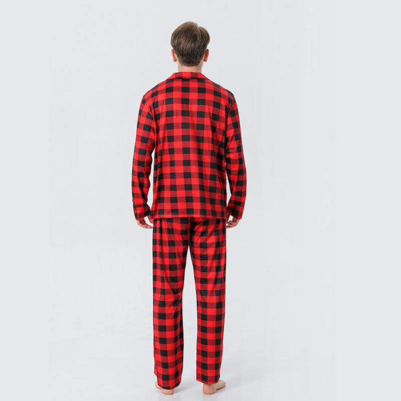 Christmas Plaid Stand-up Collar Family Pajamas Set