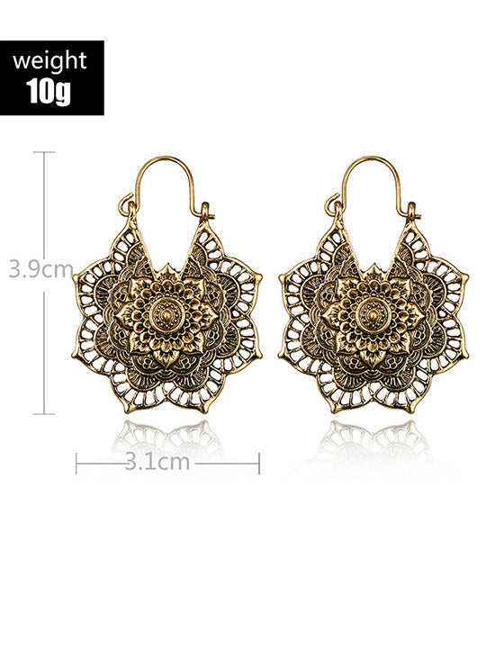 Vintage Hollow Alloy Flower Earring Accessories