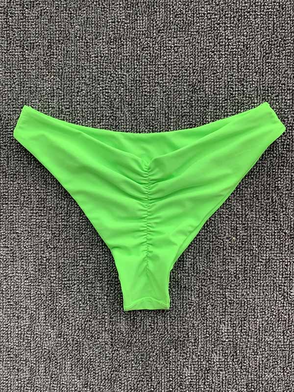 Solid Color Ruffled Triangles Split Bikini Swimsuit