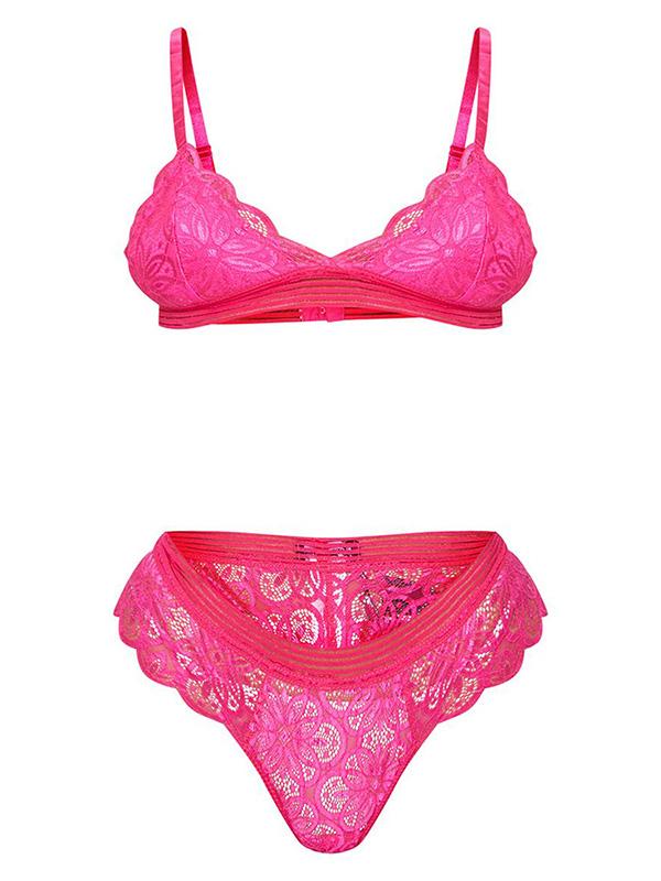 Lace Floral Triangles Split Lingerie