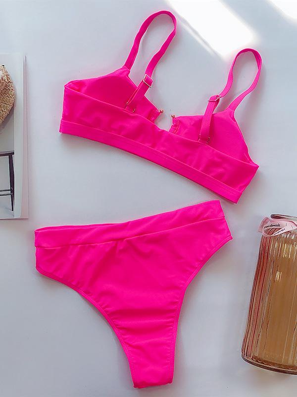 Gorgeous Embellished Hollow Split Bikini Swimsuit