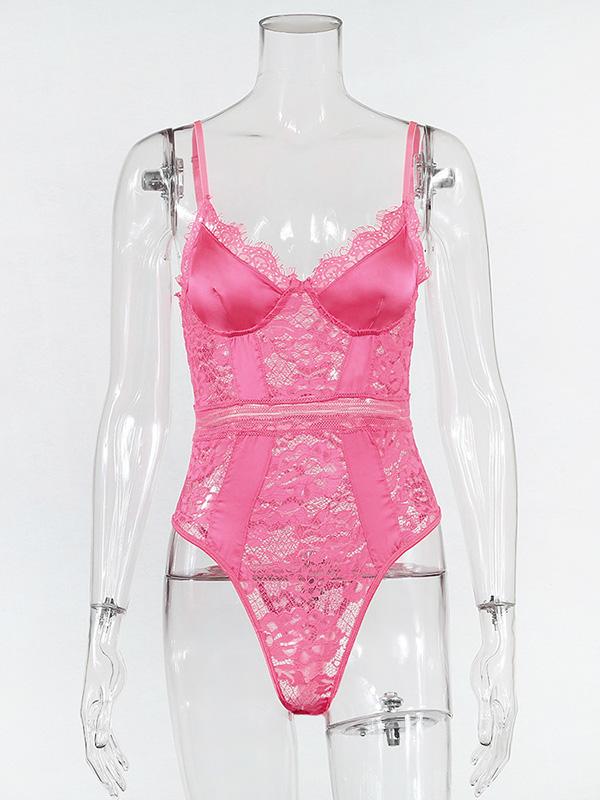 Split-Joint Lace One-Piece Teddy Lingerie