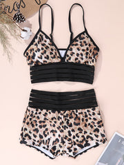 Leopard Print Bralette High-Waisted Split-Joint Bikini Swimwear