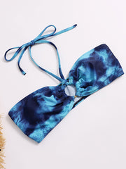 Neckholder-Bandeau-Bikini mit seitlichen Bindebändern 