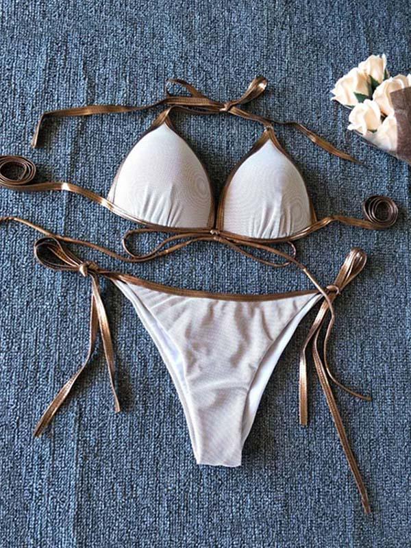 Sexy Split-Joint Bandage Split Bikini Swimsuit