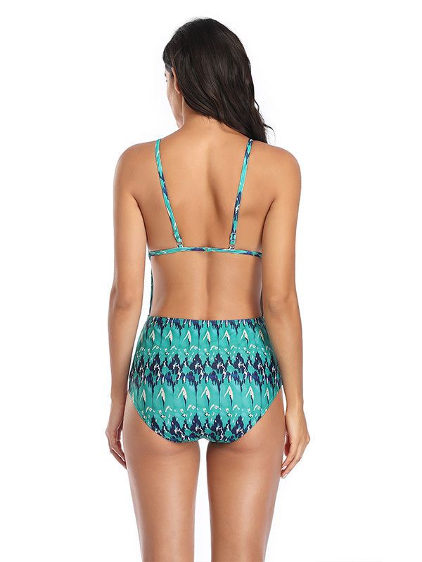 Paisley Print Spaghetti-Neck One-Piece Swimsuit