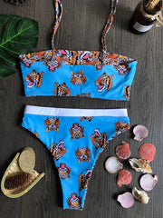 Sexy Bandage Tiger Printed Bikini Swimsuit