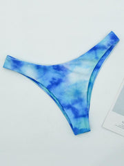 Tie-Dyed Gradient V-Neck Split Bikini Swimsuit