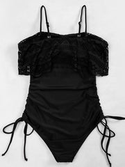 Spaghetti-Neck Split-Joint Lace Sexy One-Piece Swimwear