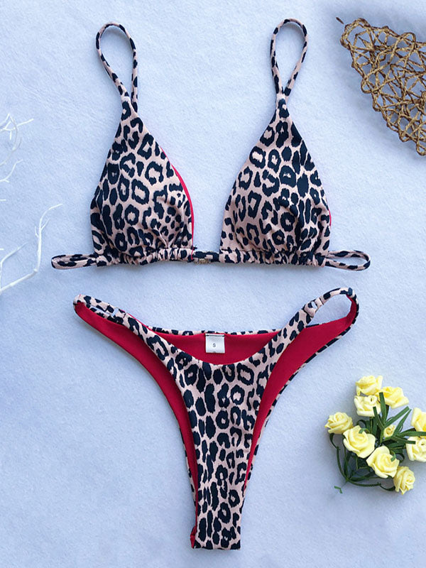 Triangle Sexy Leopard Print Bikini Swimsuit