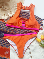 Solid Color Split-Joint Bikini Swimsuit