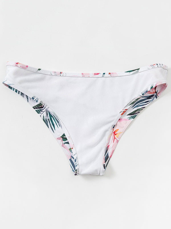 Color-Block Floral-Print Small Fresh Split Bikini Swimsuit