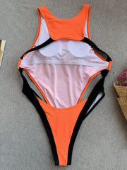 Monokini ärmelloser, rückenfreier Badeanzug mit Schlitz 