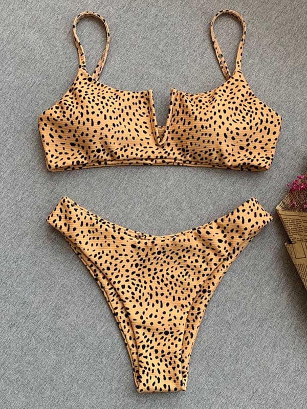 Leopard Print Backless One-Piece Swimsuit