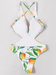 Monokini V-Neck Belly-Hollowed One-Piece Swimwear