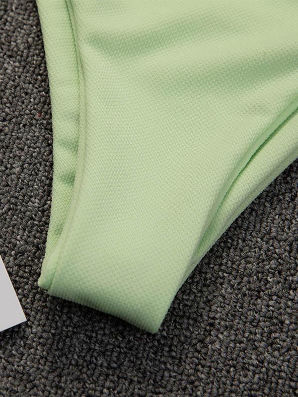 Solid Color Knotted Bikini Swimsuit