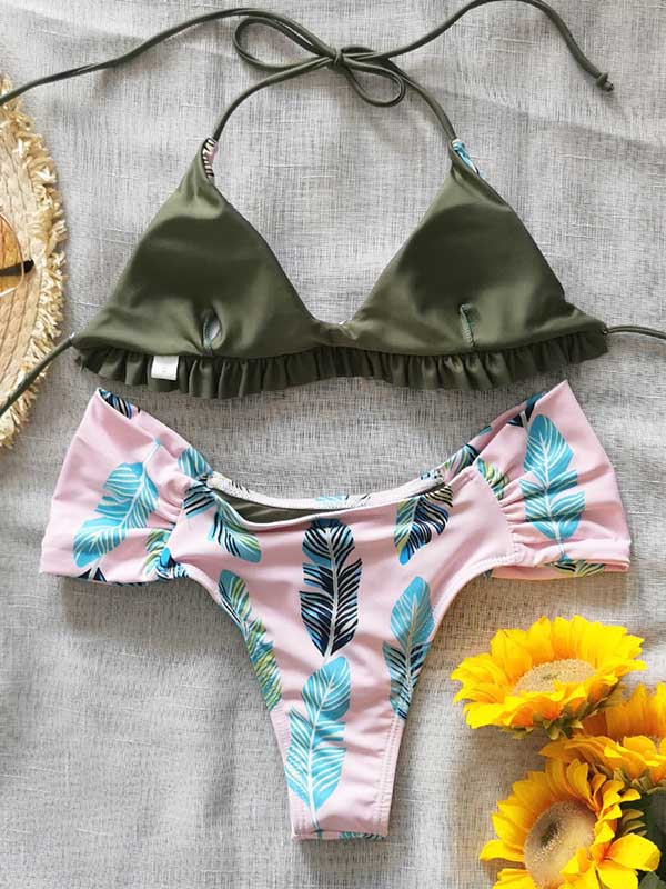 Falbala Triangles Split Bikini Swimsuit