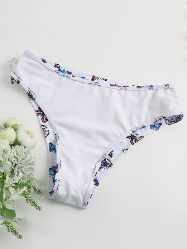 Floral-Print U-Neck Split Bikini Swimsuit