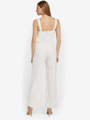 Jumpsuit mit seitlichen Cut-Outs, quadratischem Ausschnitt, ärmellos, weites Bein, einteiliges Outfit 