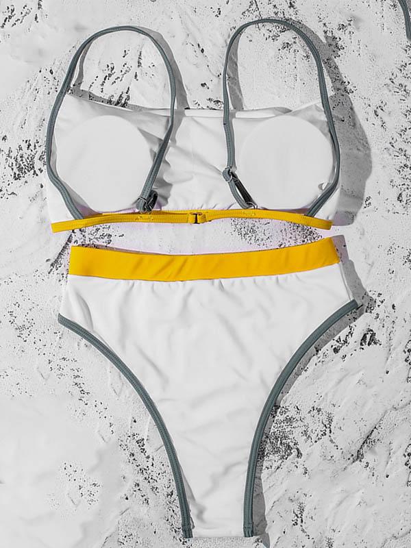 Contrast Color Split-Joint Split Bikini Swimsuit