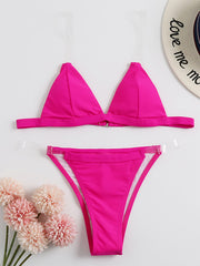 Solid Color Split-Joint Triangles Split Bikini Swimsuit