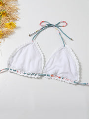 Neckholder-Bikini mit Crochetgo-Dreiecken und Blumenmuster, seitliche Schnürung 