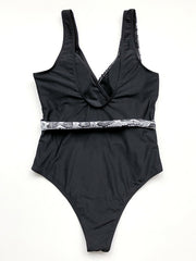 Asymmetric Leopard Print Split-Joint Bandage One-Piece Swimwear