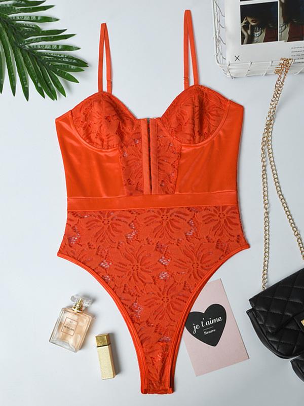 Lace Split-Joint Bodysuit Lingerie